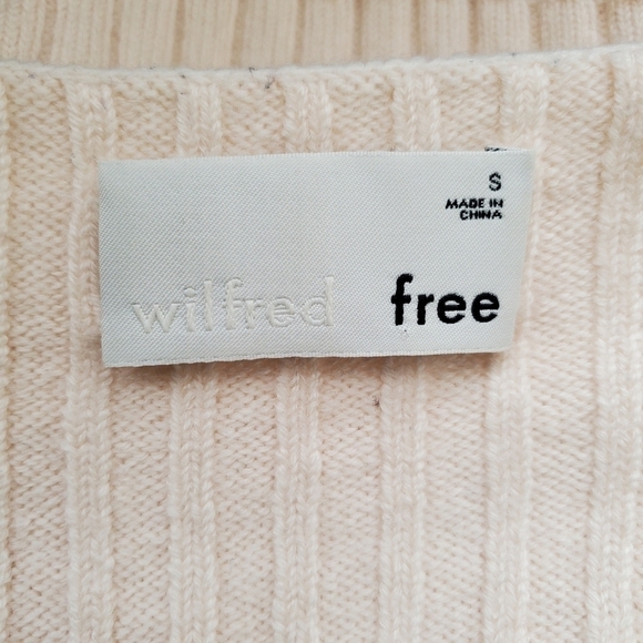 ARITZIA-WILFRED Free 100% Wool V-Neck Cream Knit Sweater Size Small - Picture 6 of 10